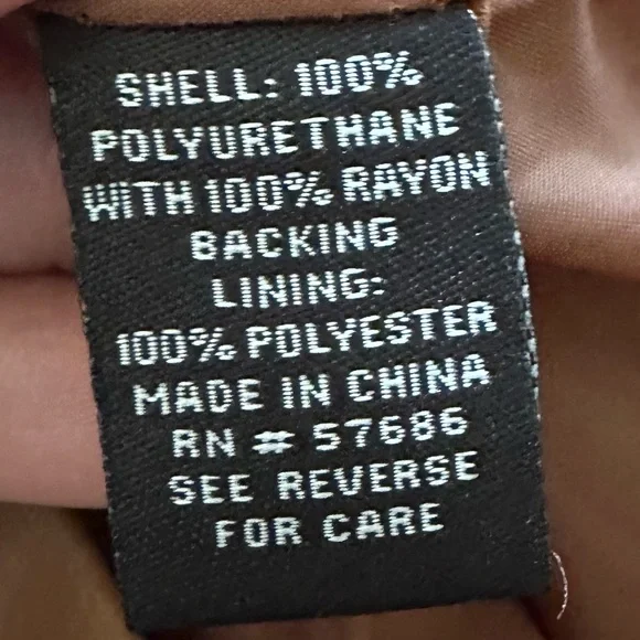 New Look Women's Color Brown Jacket Faux Leather Full Zip Coat - Picture 5 of 5